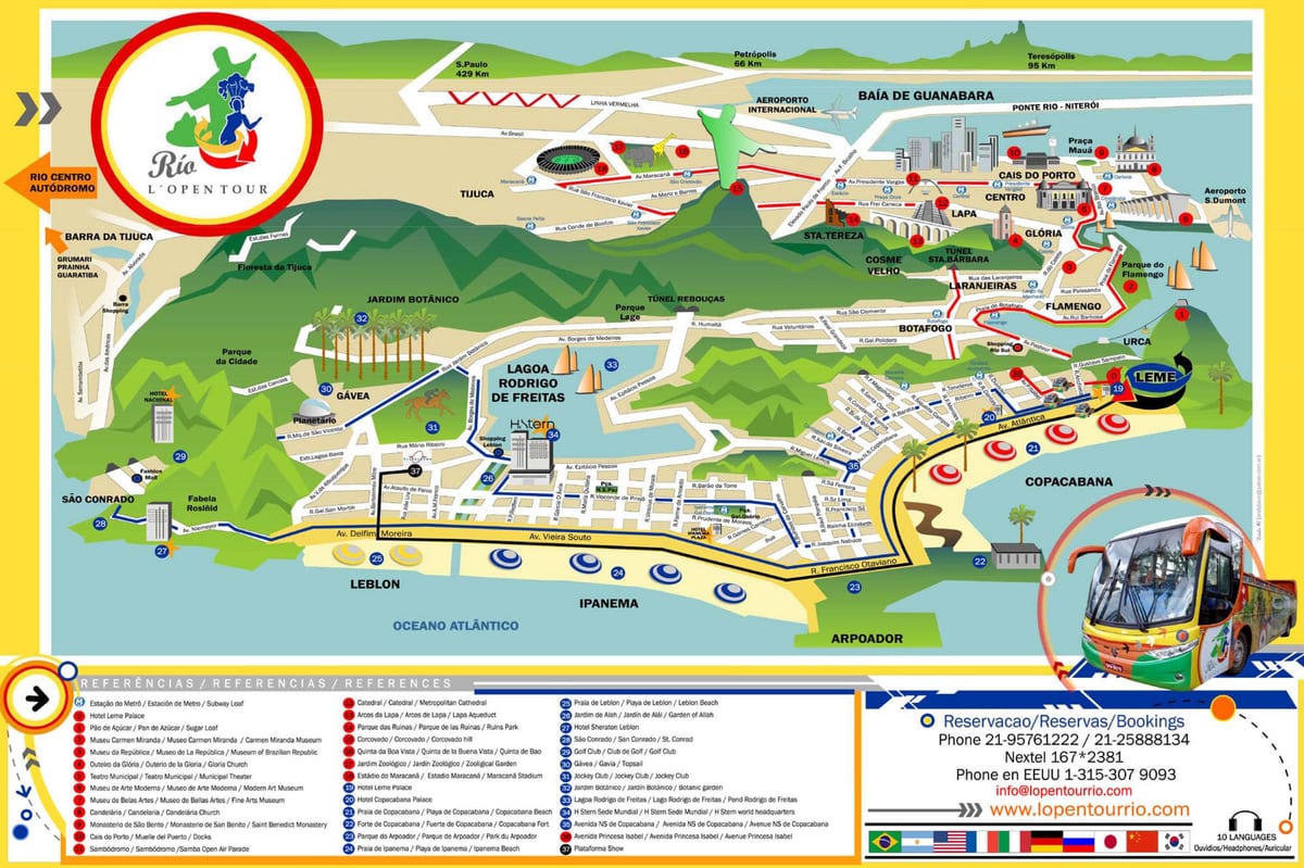 Rio de Janeiro turisztikai látnivalók térkép