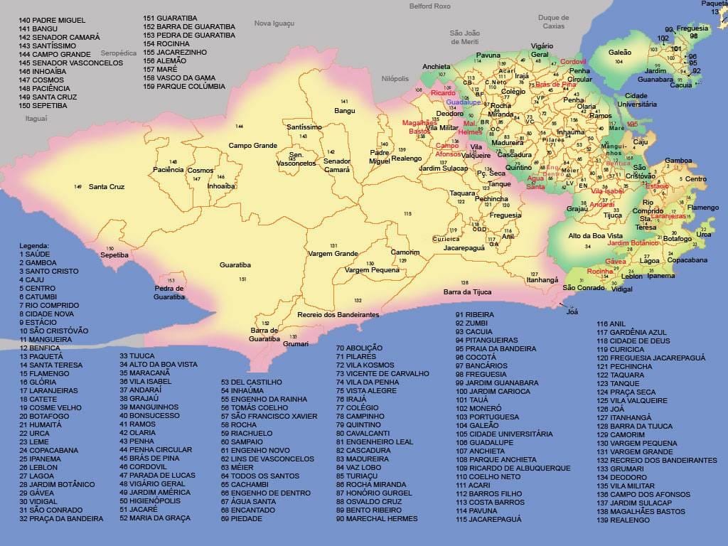 térkép Rio de Janeiro önkormányzatok