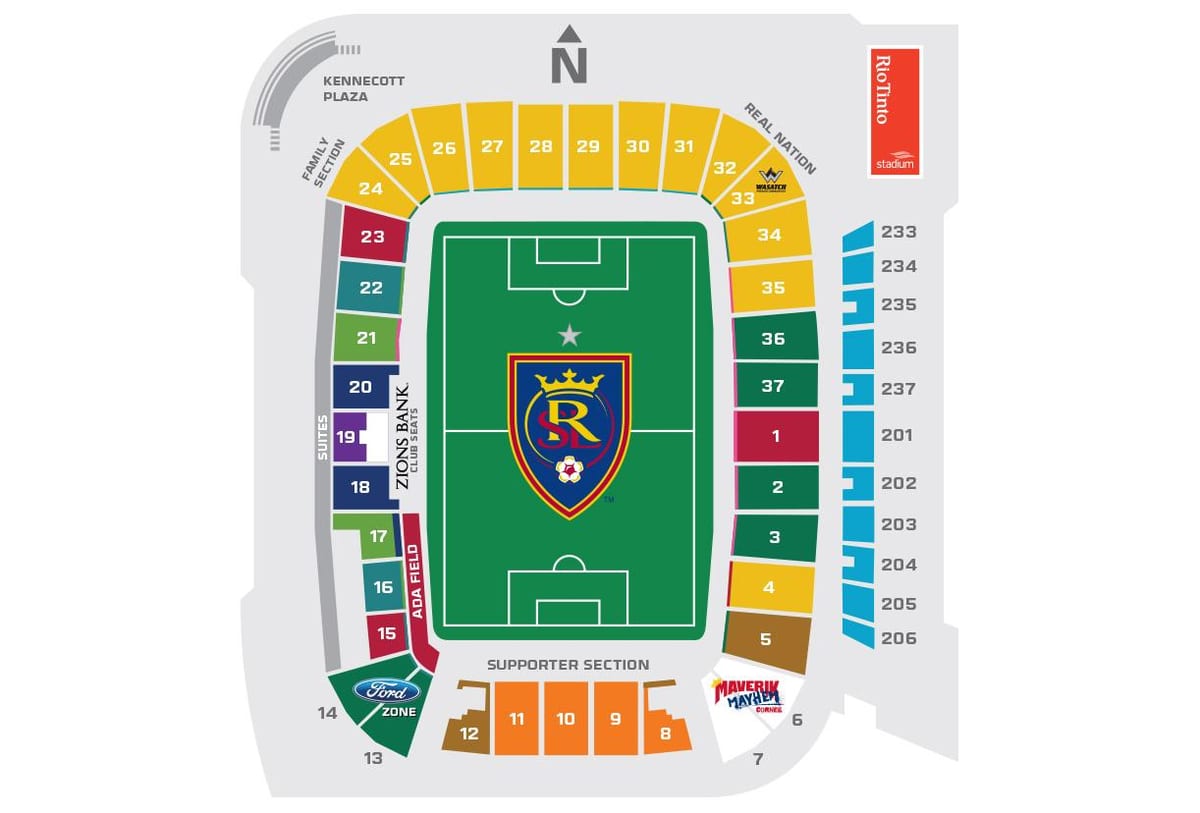 Rio tinto stadion ülő térkép