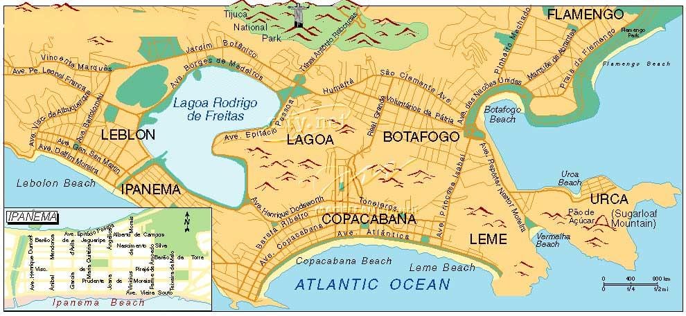 térkép strandok Rio de Janeiro