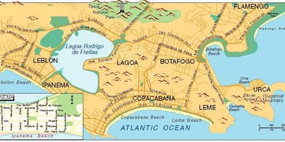 Térkép strandok Rio de Janeiro